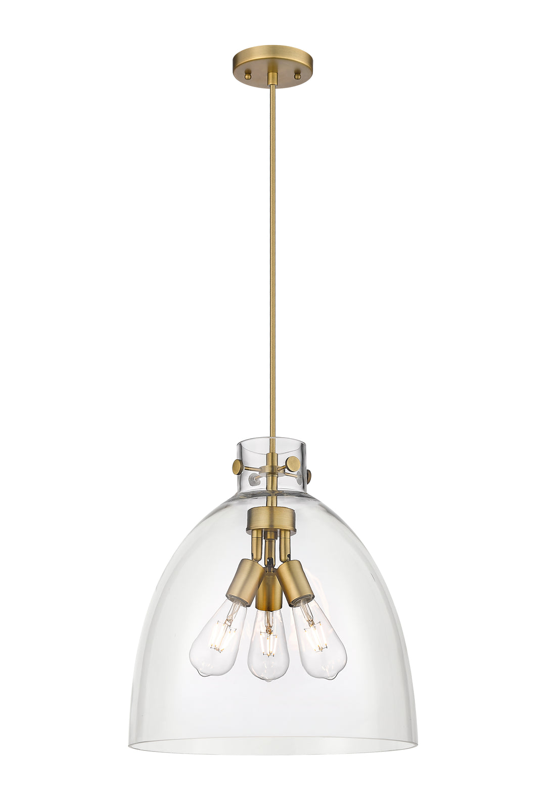 Innovations Lighting Newton Bell 16" Pendant - Brushed Brass Pendants Innovations Lighting Clear ; Glass Type: Clear  