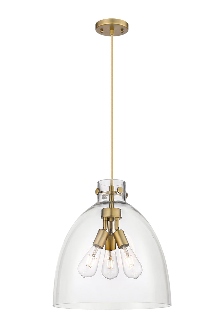 Innovations Lighting Newton Bell 16" Pendant - Brushed Brass Pendants Innovations Lighting Clear ; Glass Type: Clear  