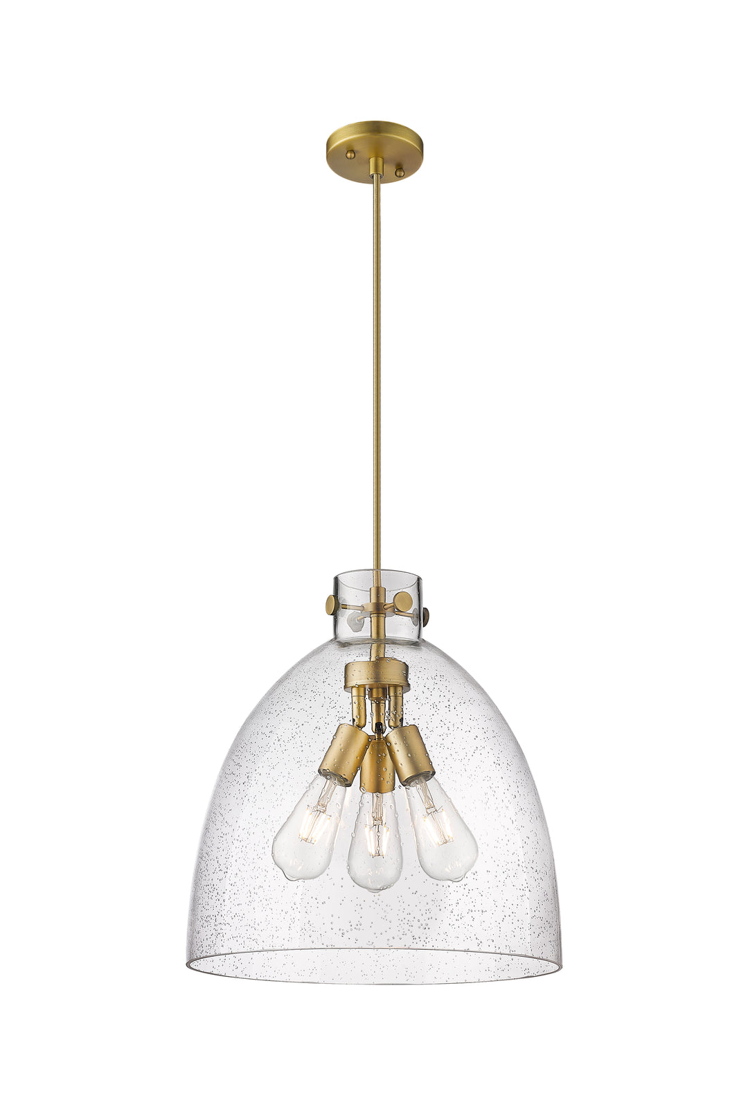 Innovations Lighting Newton Bell 16" Pendant - Brushed Brass Pendants Innovations Lighting Seedy ; Glass Type: Seeded  