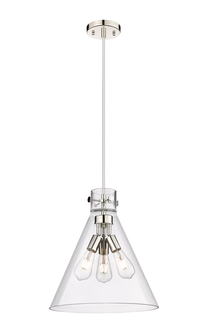 Innovations Lighting Newton Cone 16" Pendant - Polished Nickel Pendants Innovations Lighting Clear ; Glass Type: Clear  