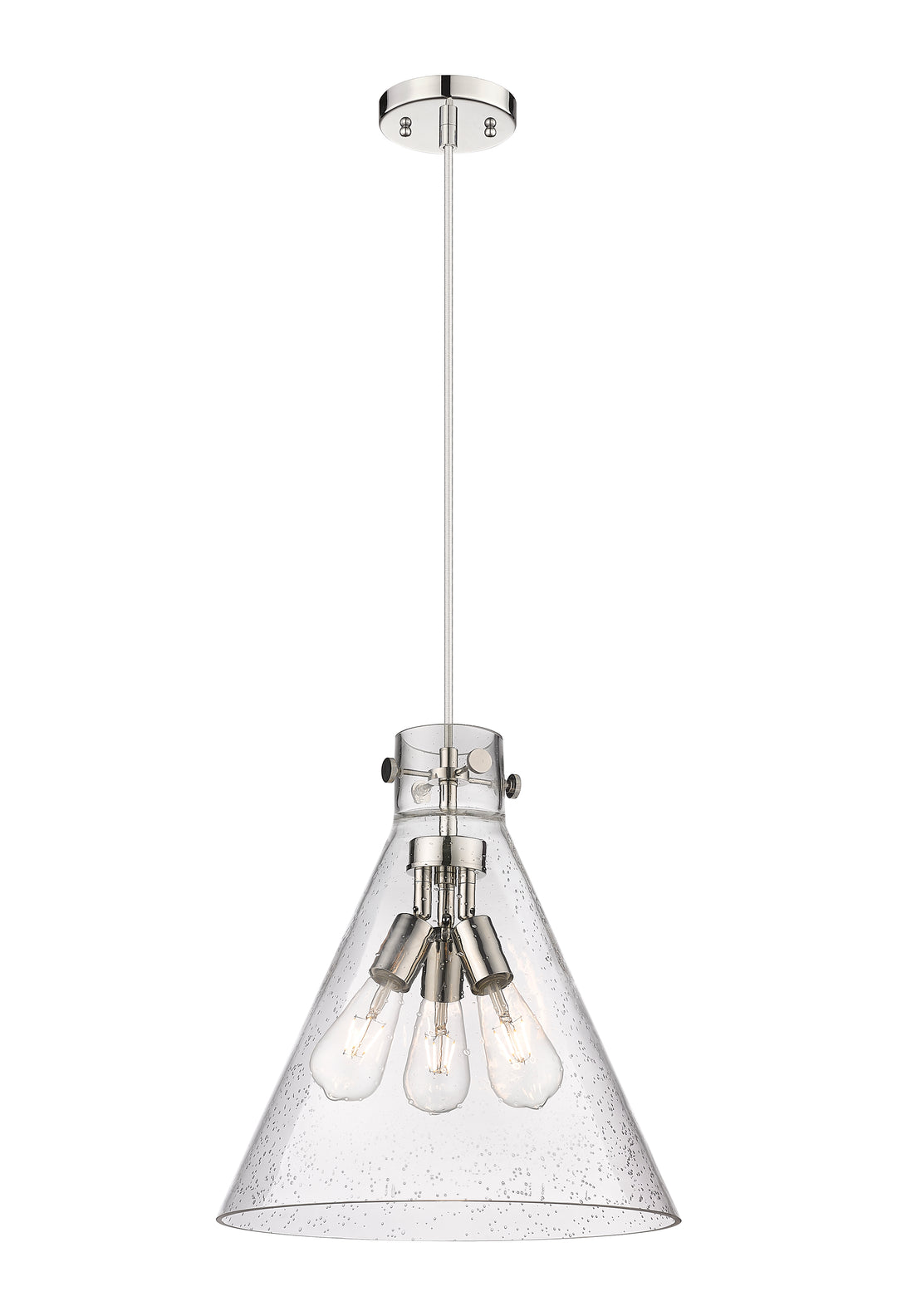 Innovations Lighting Newton Cone 16" Pendant - Polished Nickel Pendants Innovations Lighting Seedy ; Glass Type: Seeded  