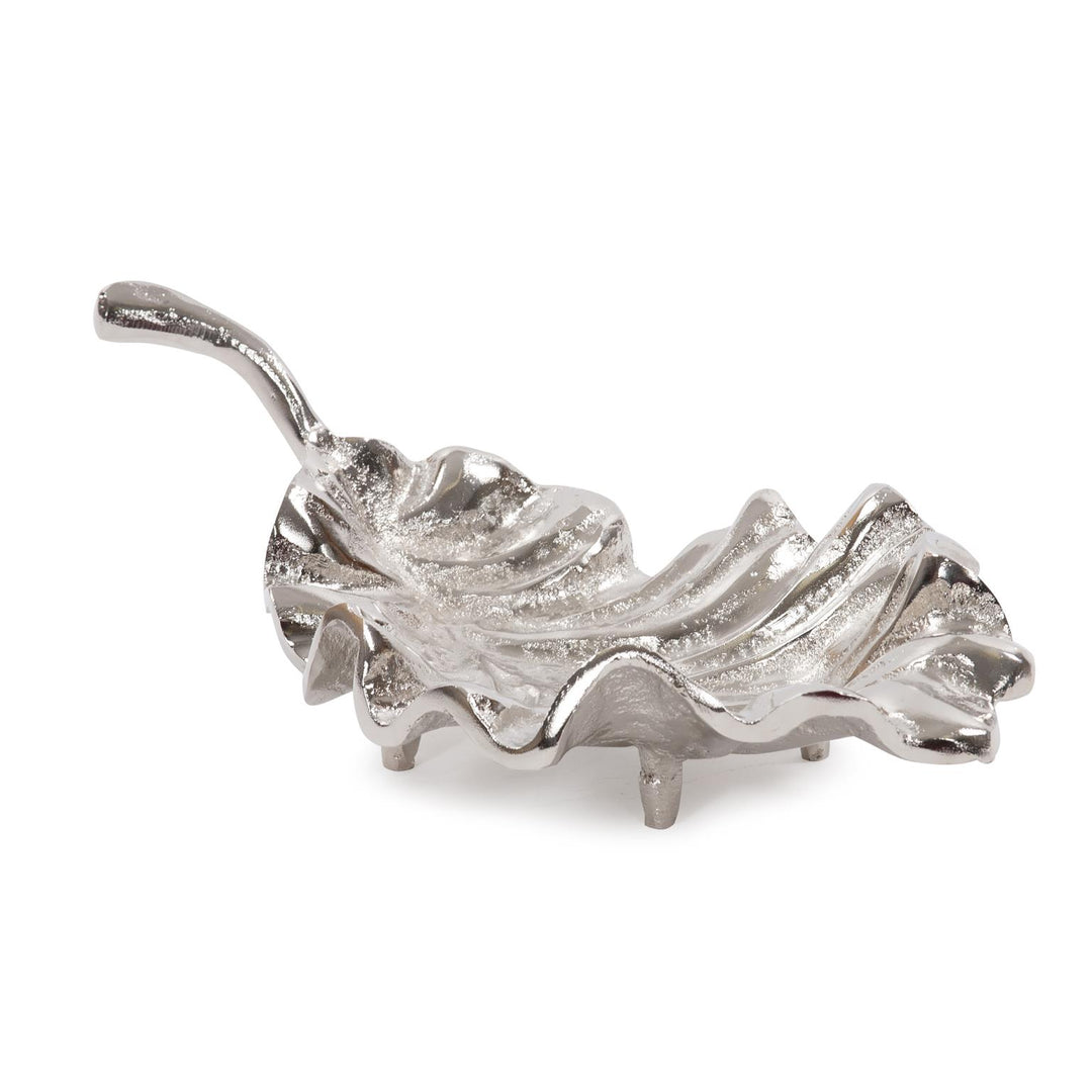 Howard Elliott Collection Calathea Leaf Polished Silver Sculpture, Small Sculpture Howard Elliott Collection   