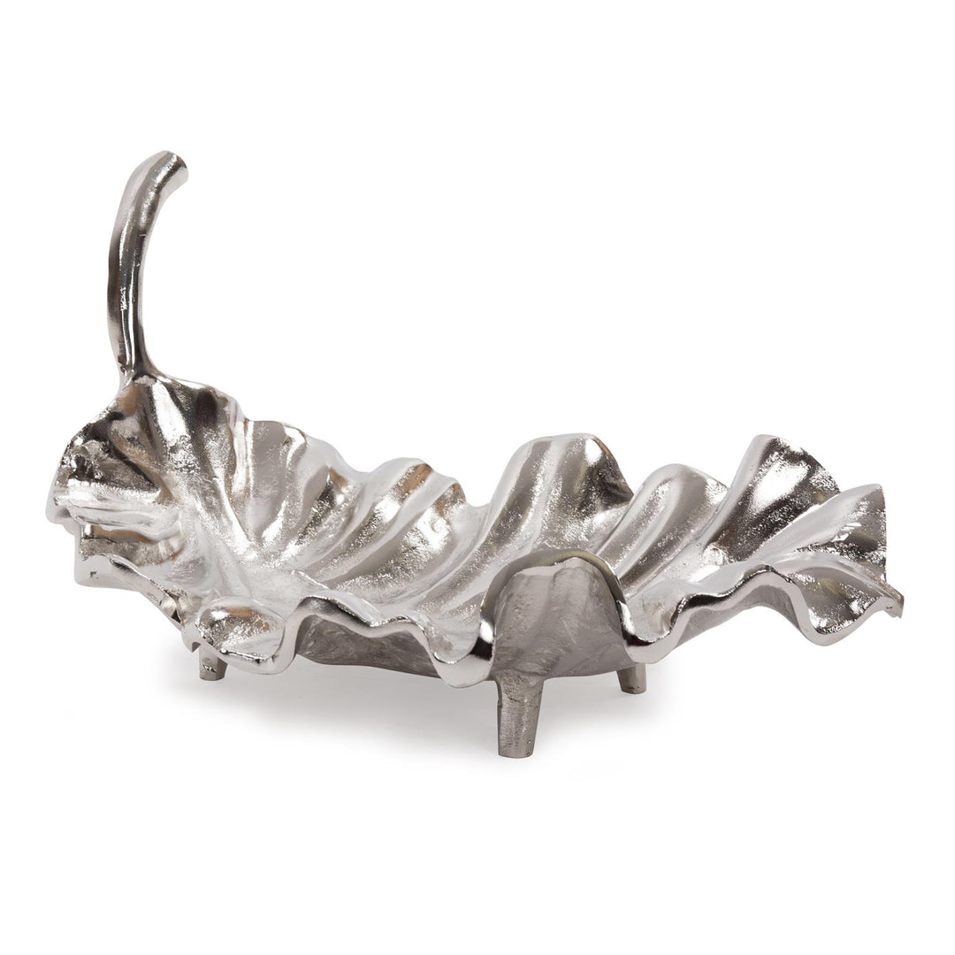 Howard Elliott Collection Calathea Leaf Polished Silver Sculpture, Large Sculpture Howard Elliott Collection   