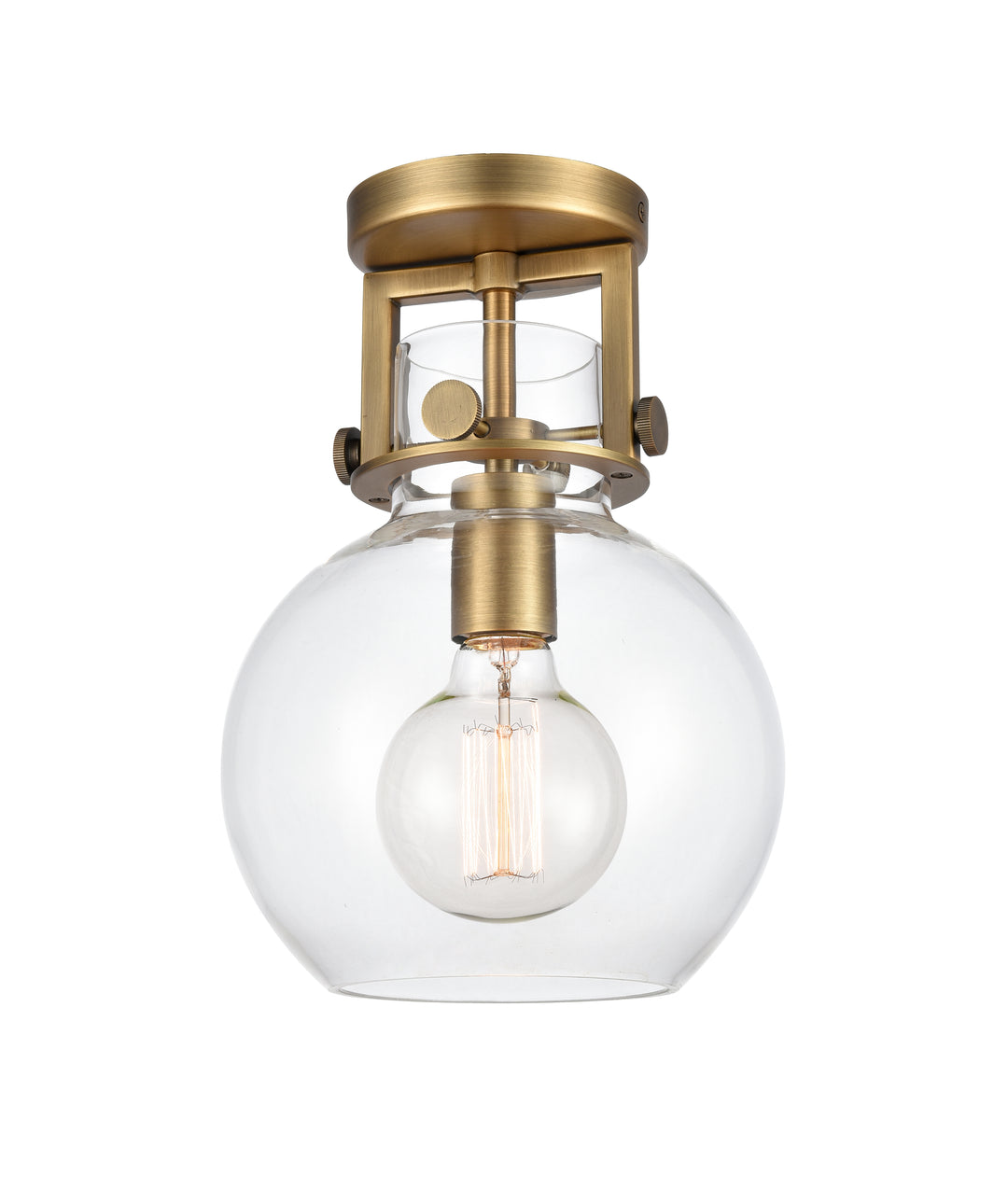 Innovations Lighting Newton Sphere 8" Flush Mount - Brushed Brass Ceiling Flush Mounts Innovations Lighting Clear ; Glass Type: Clear  