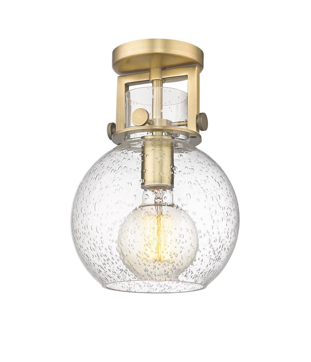 Innovations Lighting Newton Sphere 8" Flush Mount - Brushed Brass Ceiling Flush Mounts Innovations Lighting Seedy ; Glass Type: Seeded  