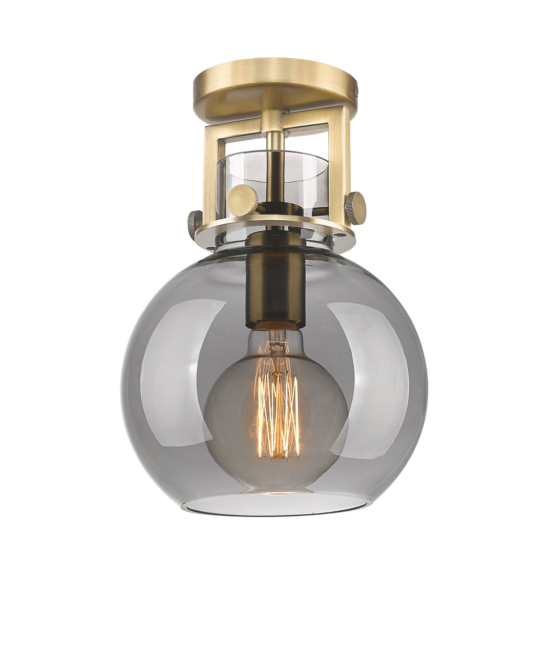 Innovations Lighting Newton Sphere 8" Flush Mount - Brushed Brass Ceiling Flush Mounts Innovations Lighting Light Smoke ; Glass Type: Smoked  