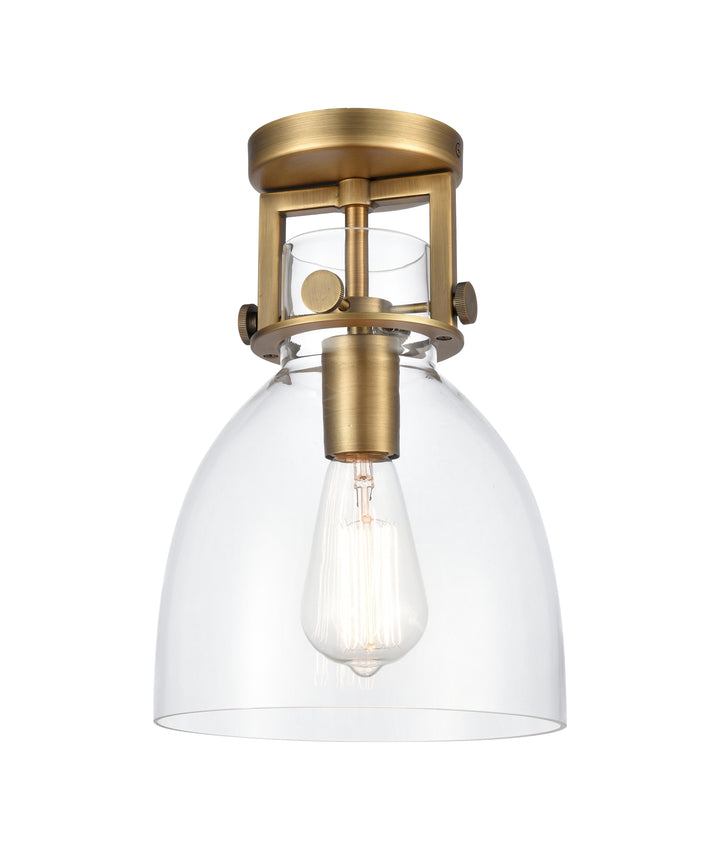 Innovations Lighting Newton Bell 8" Flush Mount - Brushed Brass Ceiling Flush Mounts Innovations Lighting Clear ; Glass Type: Clear  