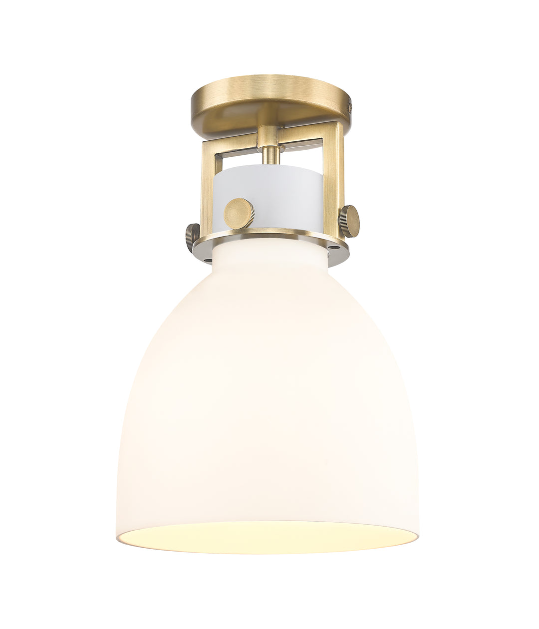 Innovations Lighting Newton Bell 8" Flush Mount - Brushed Brass Ceiling Flush Mounts Innovations Lighting White ; Glass Type: Frosted  