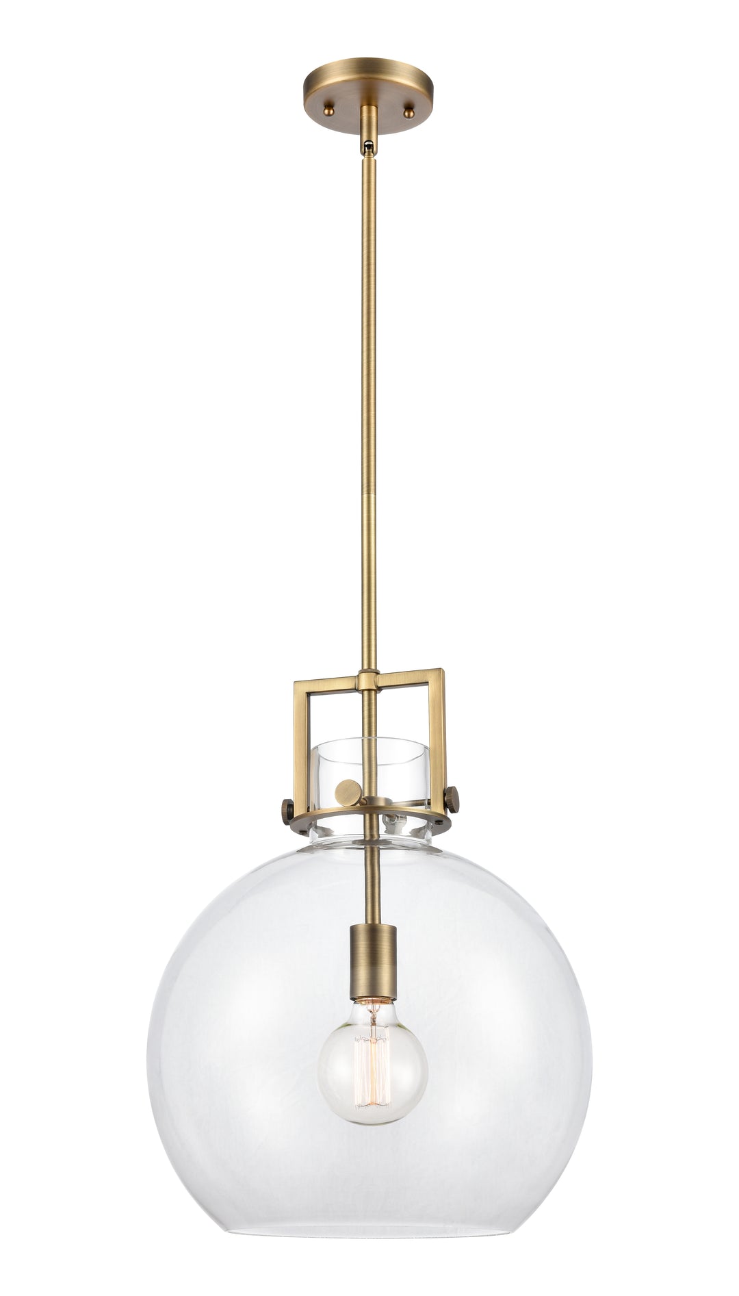 Innovations Lighting Newton Sphere 14" Pendant - Brushed Brass Pendants Innovations Lighting Clear ; Glass Type: Clear  