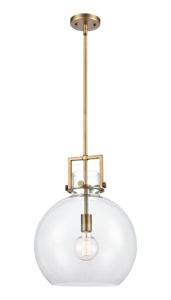 Innovations Lighting Newton Sphere 14" Pendant - Brushed Brass Pendants Innovations Lighting Clear ; Glass Type: Clear  