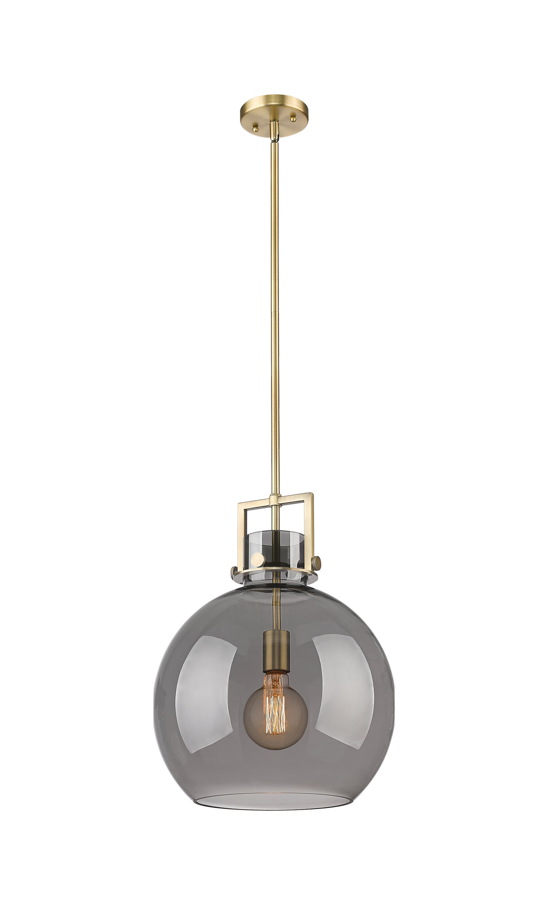 Innovations Lighting Newton Sphere 14" Pendant - Brushed Brass Pendants Innovations Lighting Light Smoke ; Glass Type: Smoked  