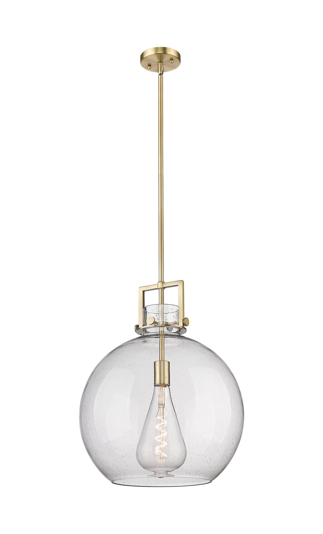 Innovations Lighting Newton Sphere 16" Pendant - Brushed Brass Pendants Innovations Lighting Seedy ; Glass Type: Seeded  