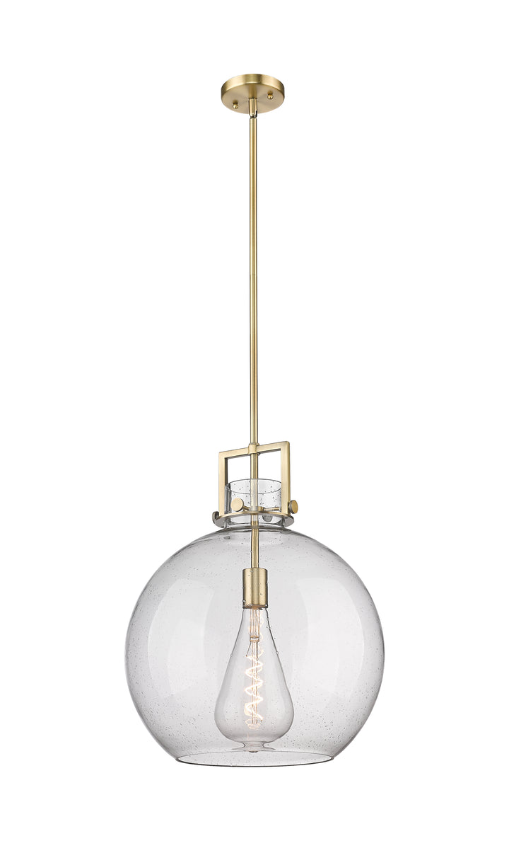 Innovations Lighting Newton Sphere 16" Pendant - Brushed Brass Pendants Innovations Lighting Seedy ; Glass Type: Seeded  