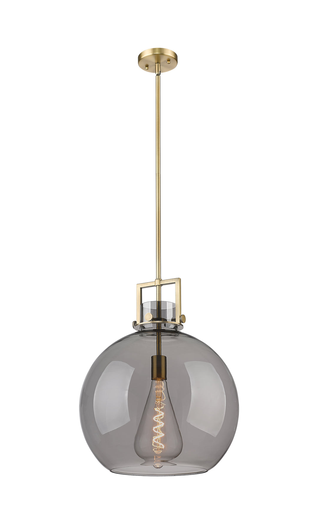 Innovations Lighting Newton Sphere 16" Pendant - Brushed Brass Pendants Innovations Lighting Light Smoke ; Glass Type: Smoked  