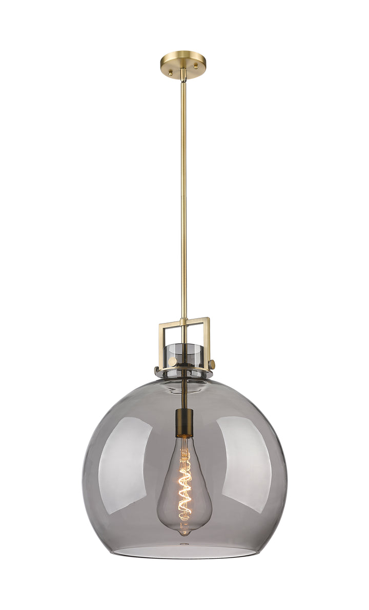 Innovations Lighting Newton Sphere 18" Pendant - Brushed Brass Pendants Innovations Lighting Light Smoke ; Glass Type: Smoked  