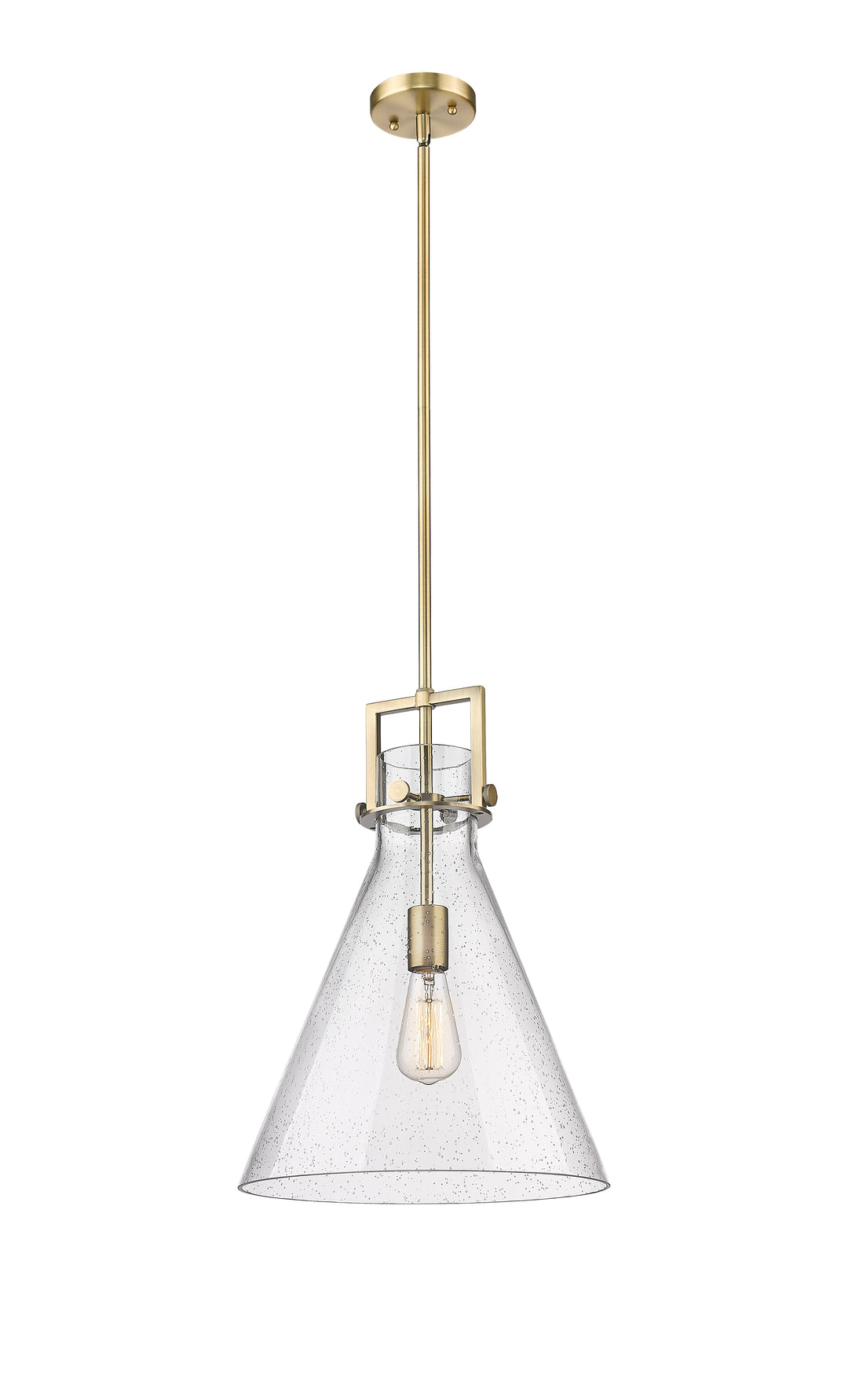 Innovations Lighting Newton Cone 14" Pendant - Brushed Brass Pendants Innovations Lighting Seedy ; Glass Type: Transparent  