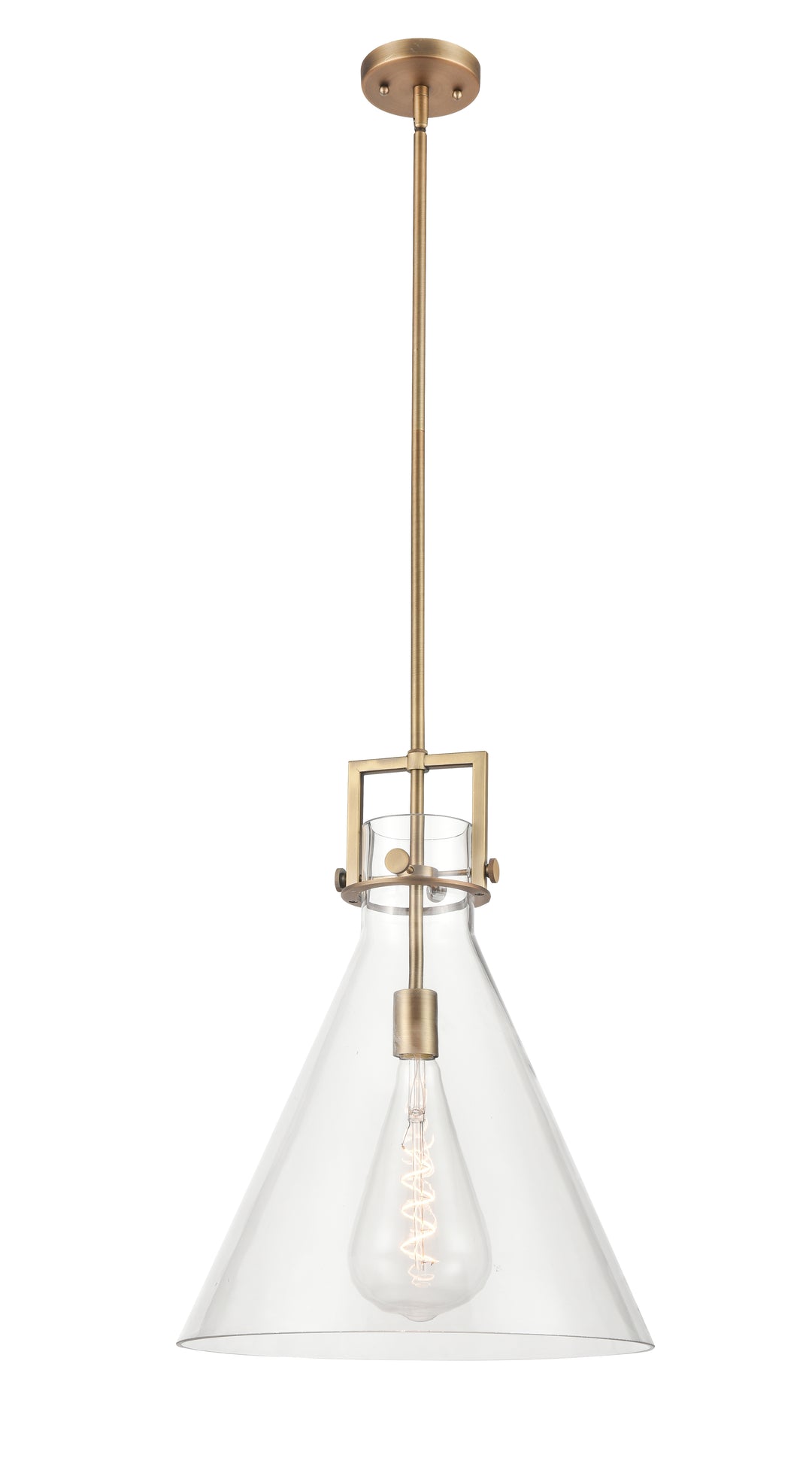 Innovations Lighting Newton Cone 16" Pendant - Brushed Brass Pendants Innovations Lighting Clear ; Glass Type: Clear  