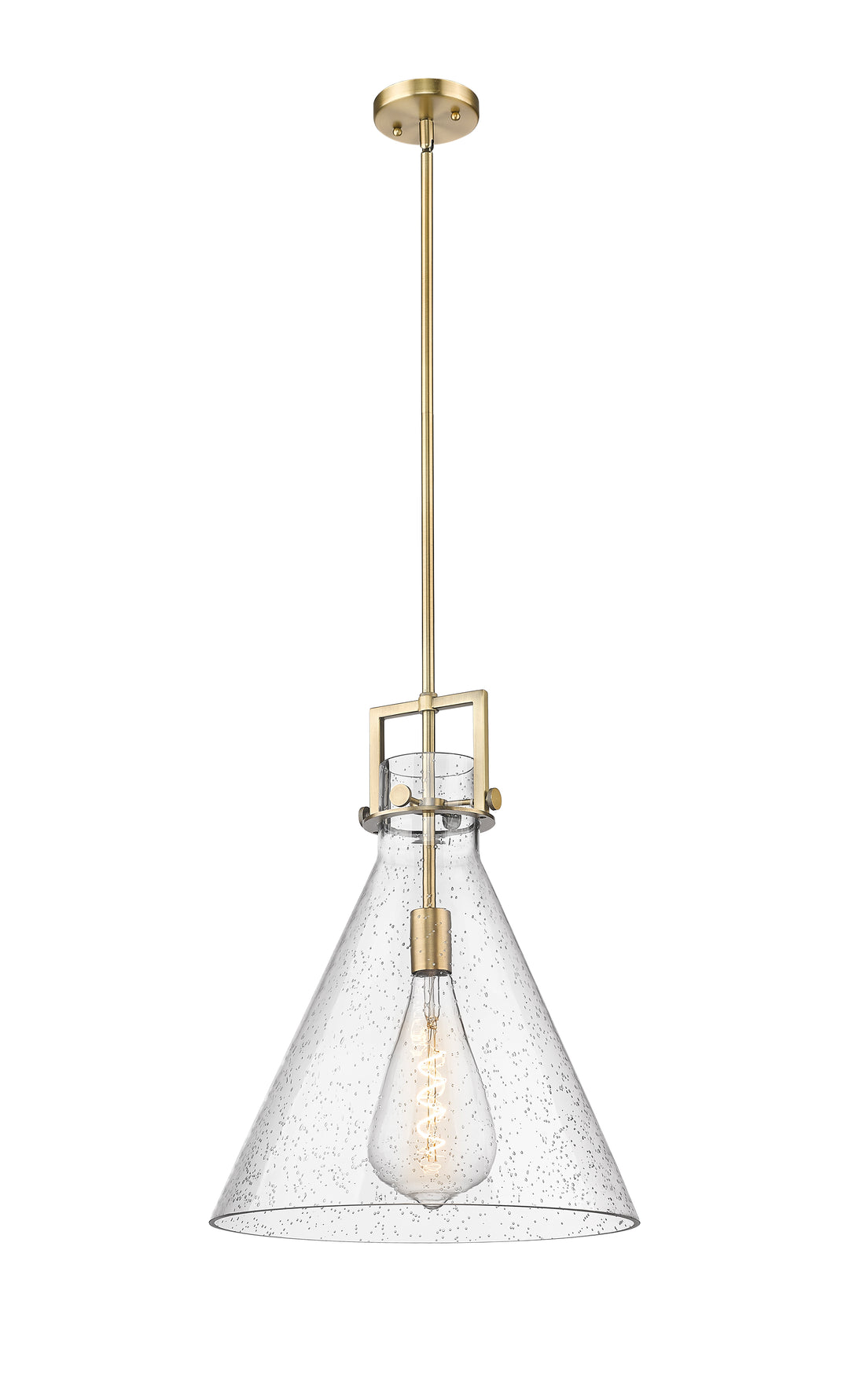 Innovations Lighting Newton Cone 16" Pendant - Brushed Brass Pendants Innovations Lighting Seedy ; Glass Type: Transparent  