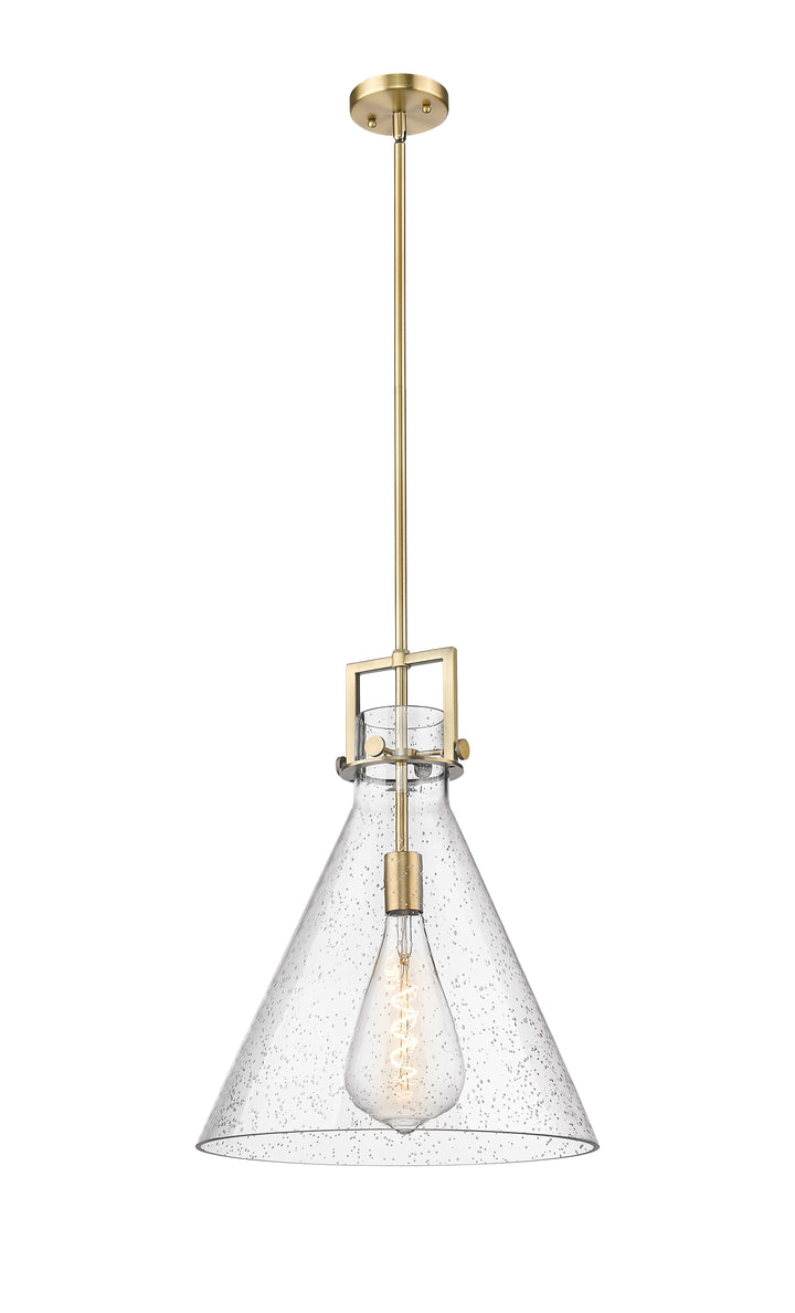 Innovations Lighting Newton Cone 16" Pendant - Brushed Brass Pendants Innovations Lighting Seedy ; Glass Type: Transparent  