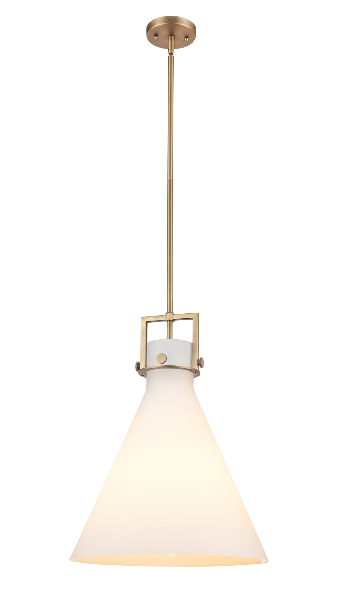 Innovations Lighting Newton Cone 16" Pendant - Brushed Brass Pendants Innovations Lighting White ; Glass Type: Frosted  