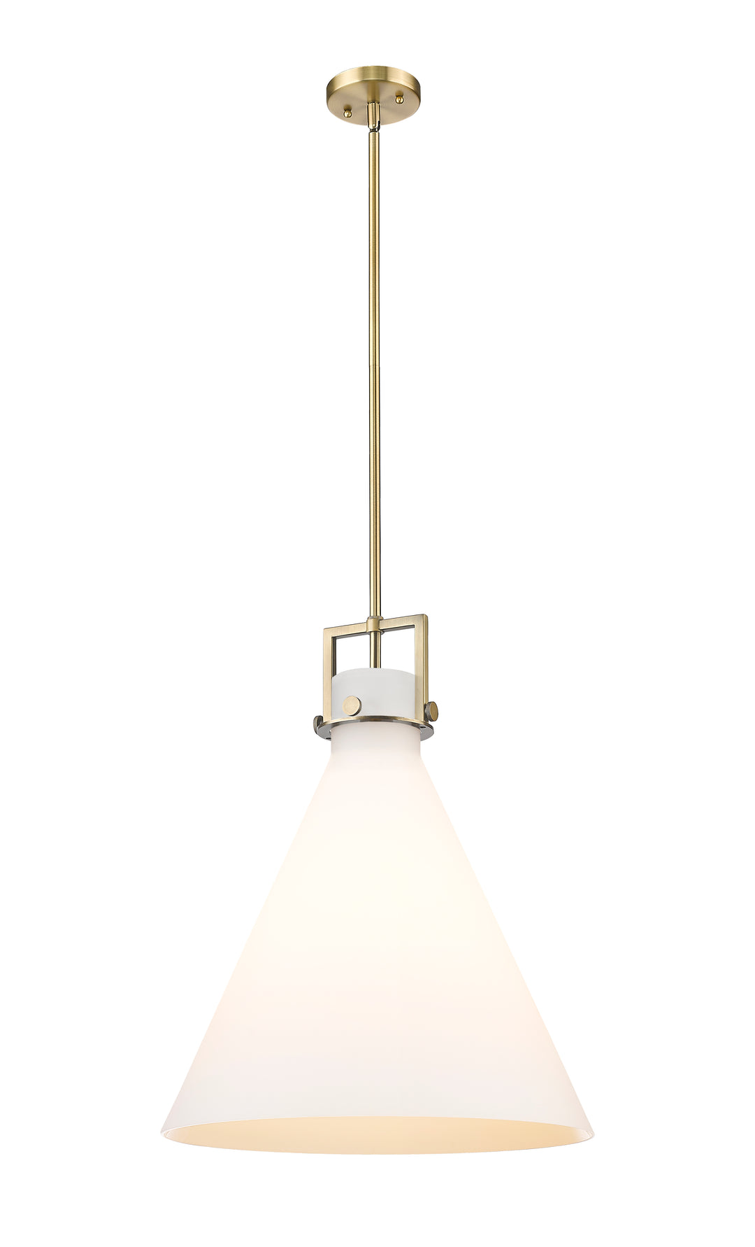 Innovations Lighting Newton Cone 18" Pendant - Brushed Brass Pendants Innovations Lighting White ; Glass Type: Frosted  