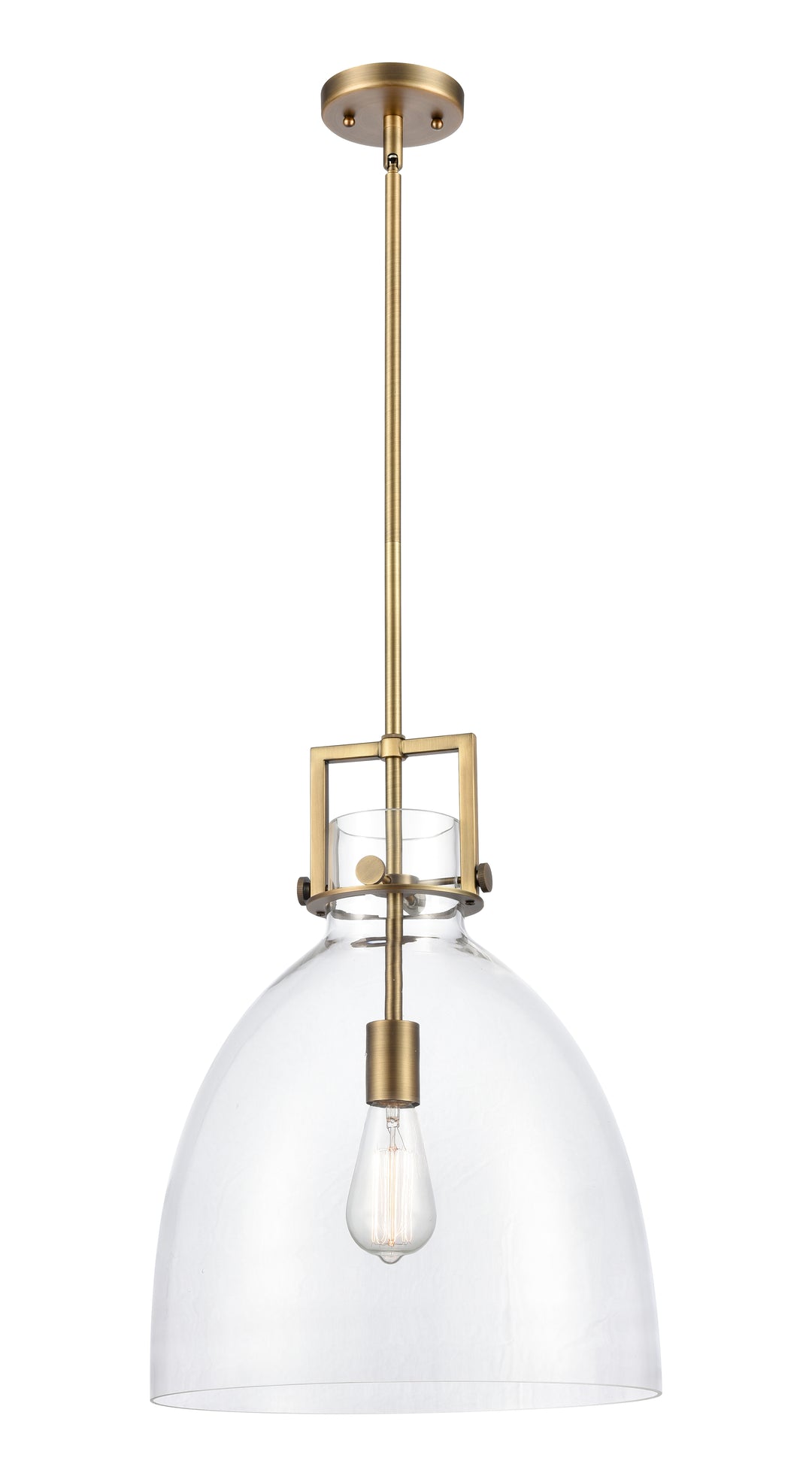 Innovations Lighting Newton Bell 14" Pendant - Brushed Brass Pendants Innovations Lighting Clear ; Glass Type: Clear  