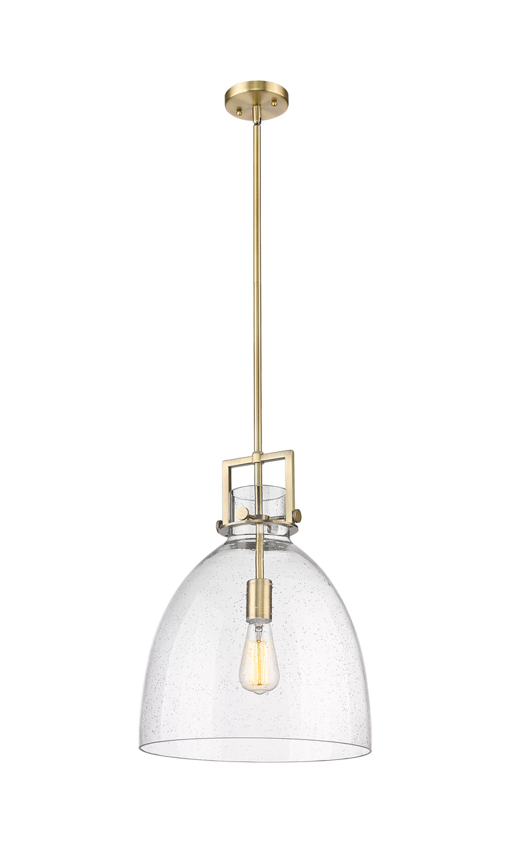 Innovations Lighting Newton Bell 14" Pendant - Brushed Brass Pendants Innovations Lighting Seedy ; Glass Type: Seeded  