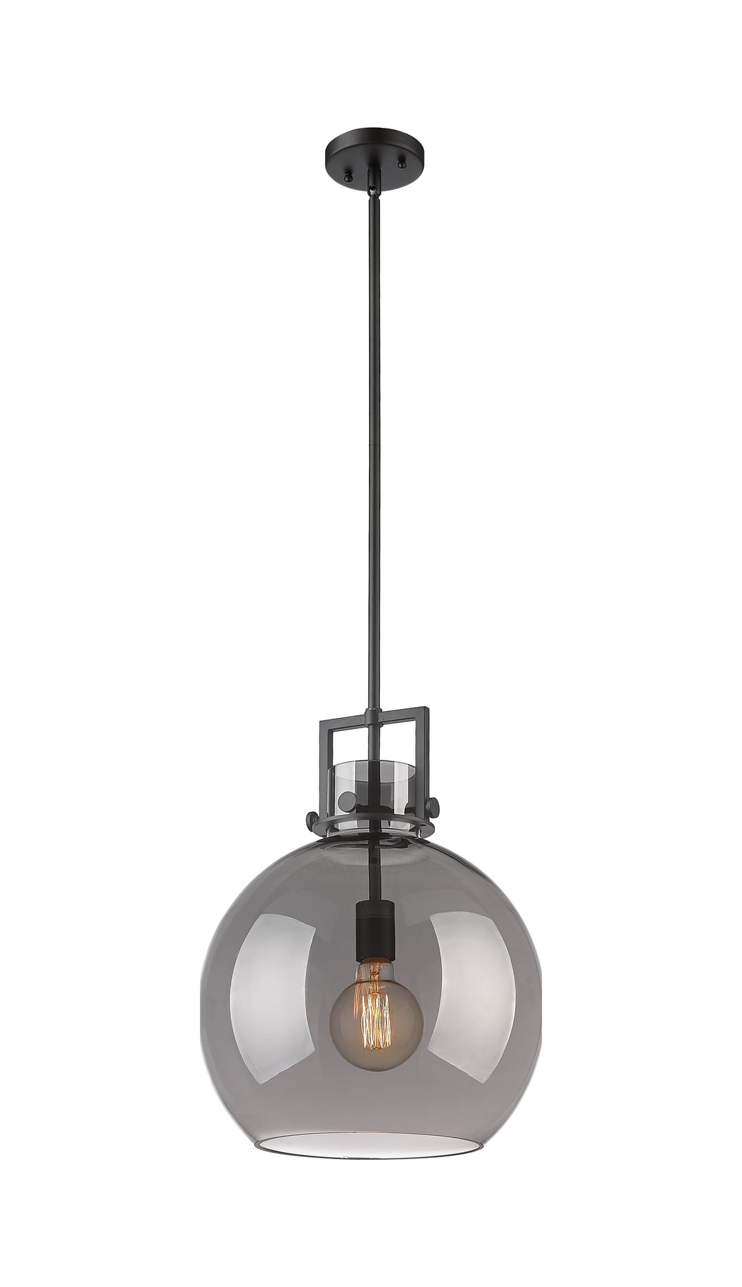 Innovations Lighting Newton Sphere 14" Pendant - Matte Black Pendants Innovations Lighting Light Smoke ; Glass Type: Smoked  