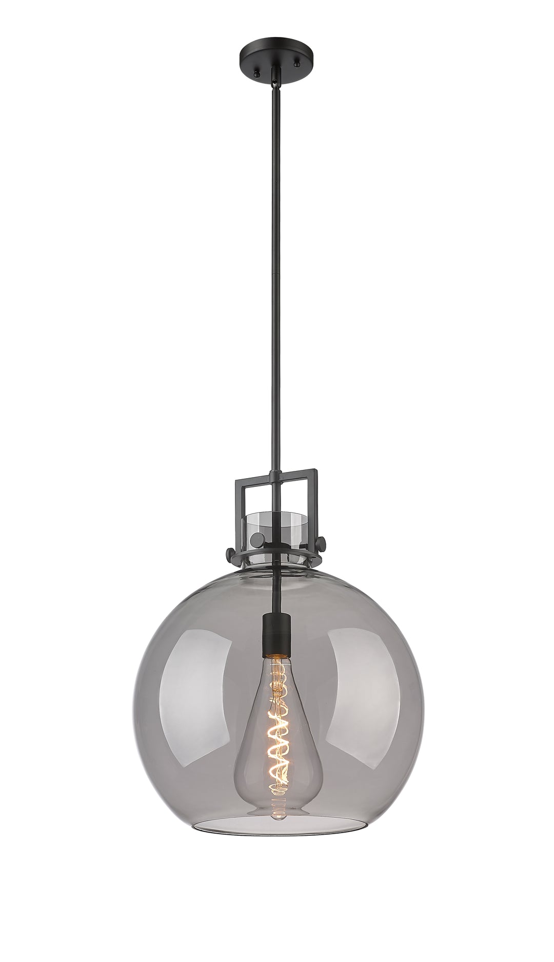 Innovations Lighting Newton Sphere 16" Pendant - Matte Black Pendants Innovations Lighting Light Smoke ; Glass Type: Smoked  