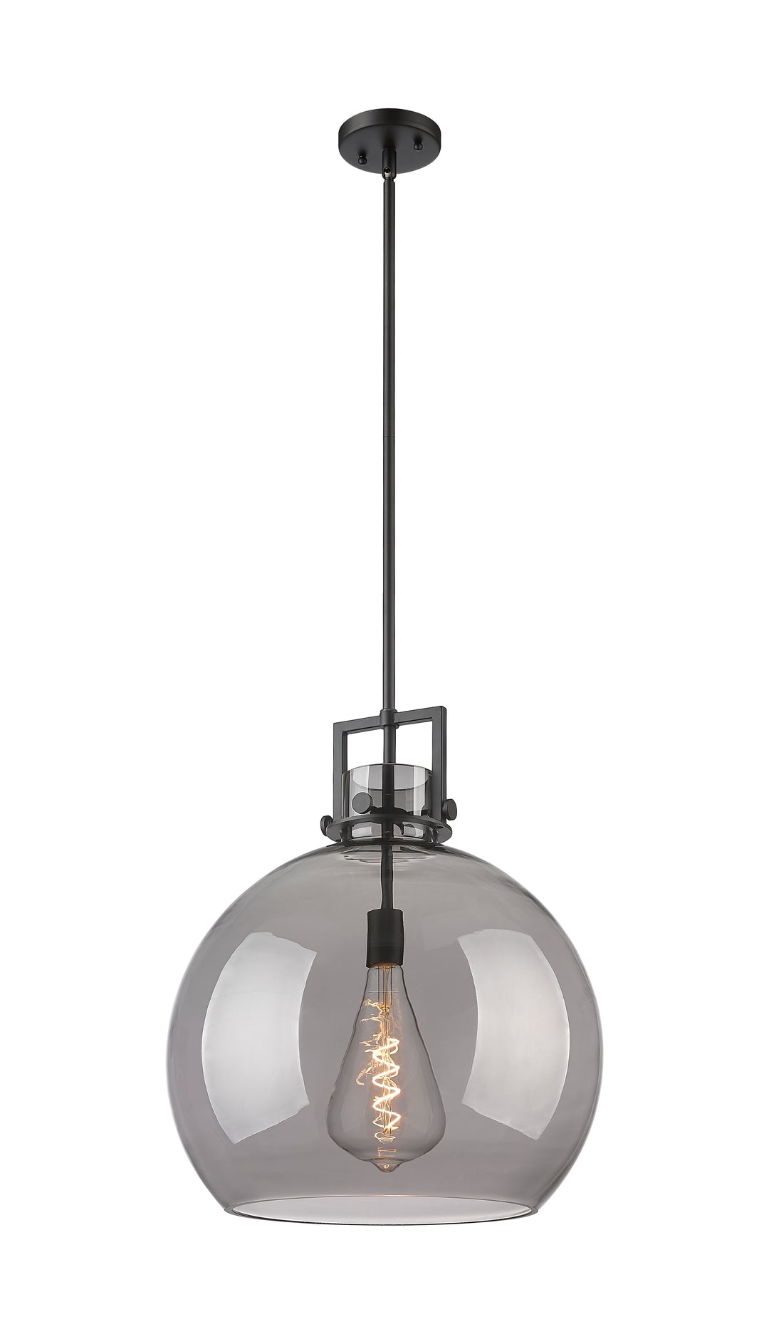 Innovations Lighting Newton Sphere 18" Pendant - Matte Black Pendants Innovations Lighting Light Smoke ; Glass Type: Smoked  