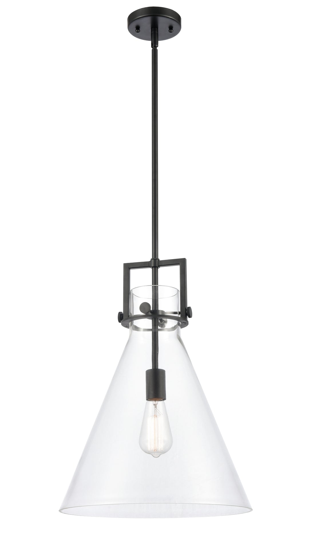 Innovations Lighting Newton Cone 14" Pendant - Matte Black Pendants Innovations Lighting Clear ; Glass Type: Clear  