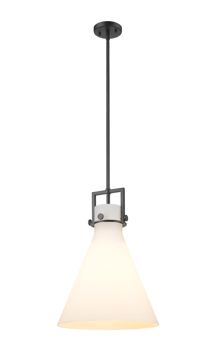 Innovations Lighting Newton Cone 14" Pendant - Matte Black Pendants Innovations Lighting White ; Glass Type: Frosted  