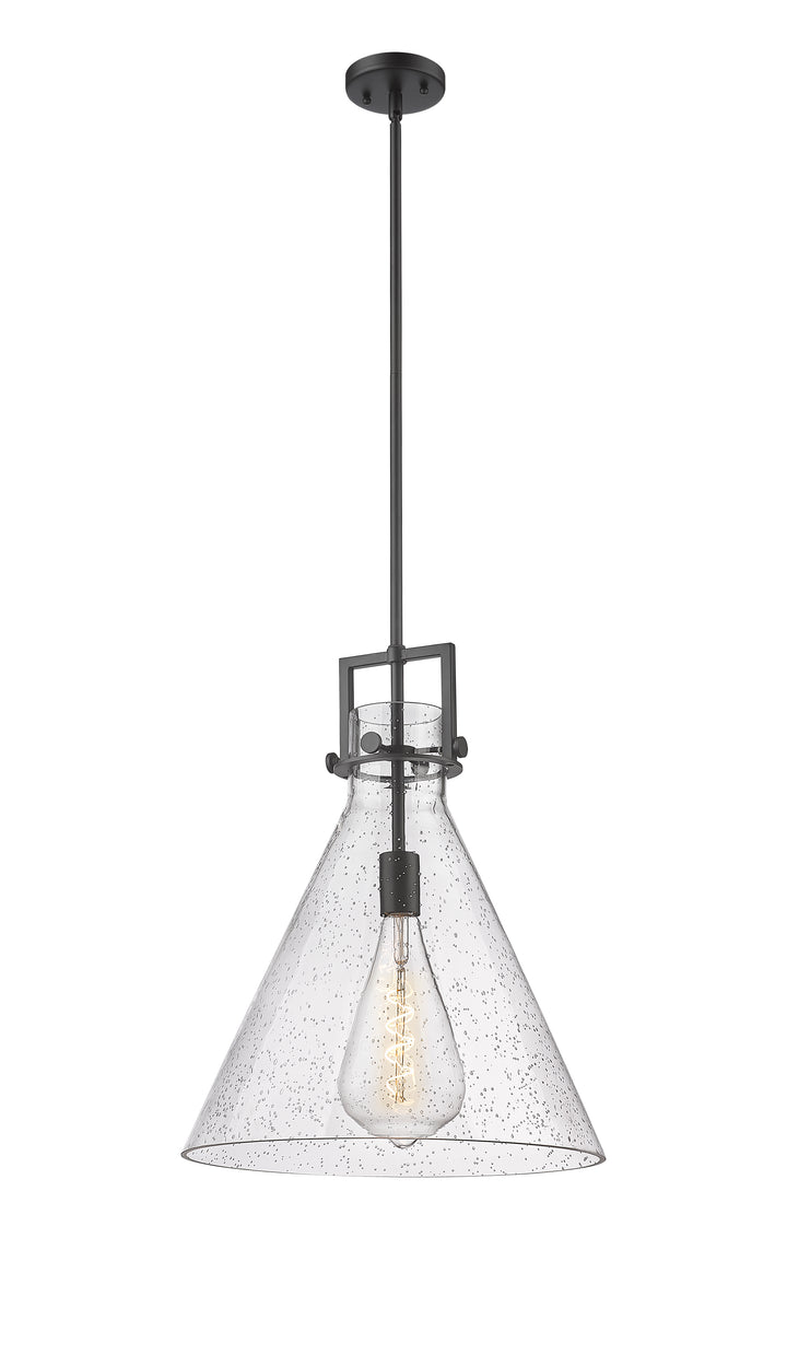 Innovations Lighting Newton Cone 16" Pendant - Matte Black Pendants Innovations Lighting Seedy ; Glass Type: Transparent  