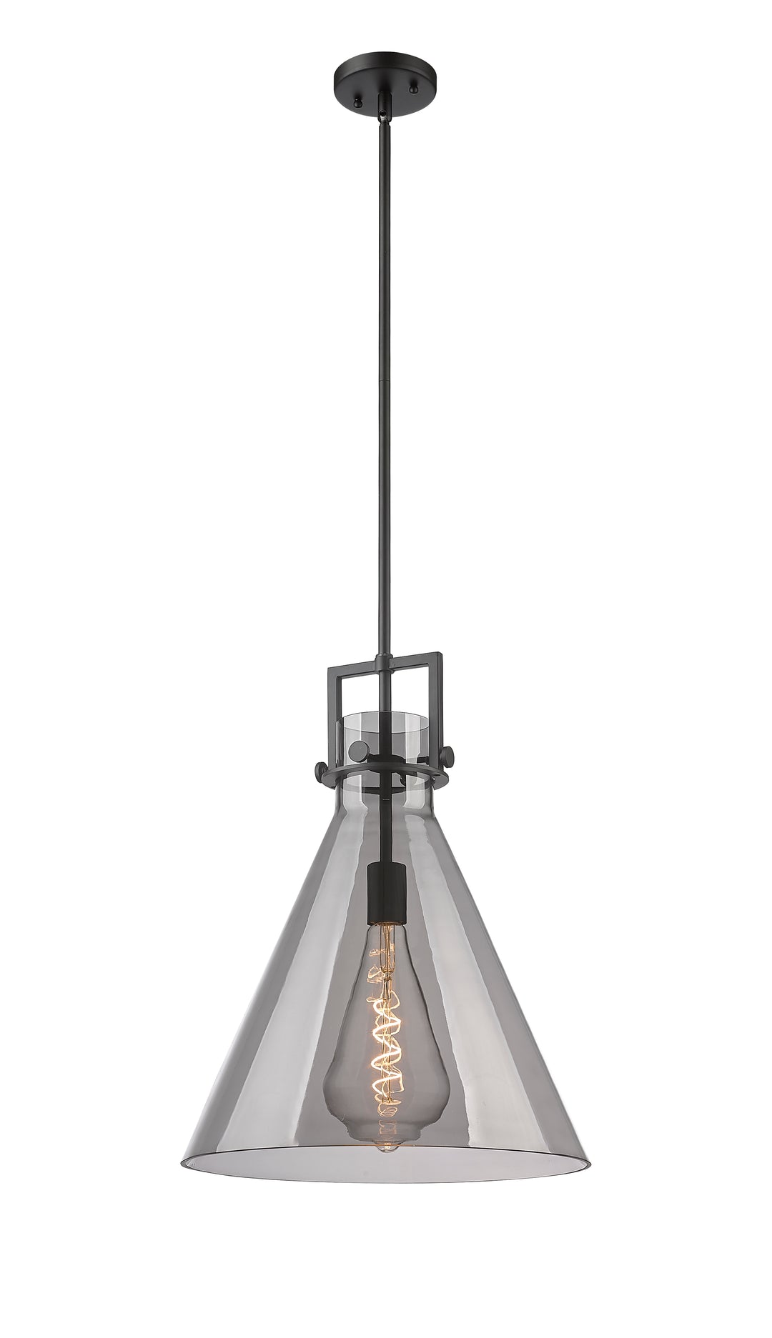 Innovations Lighting Newton Cone 16" Pendant - Matte Black Pendants Innovations Lighting Light Smoke ; Glass Type: Smoked  