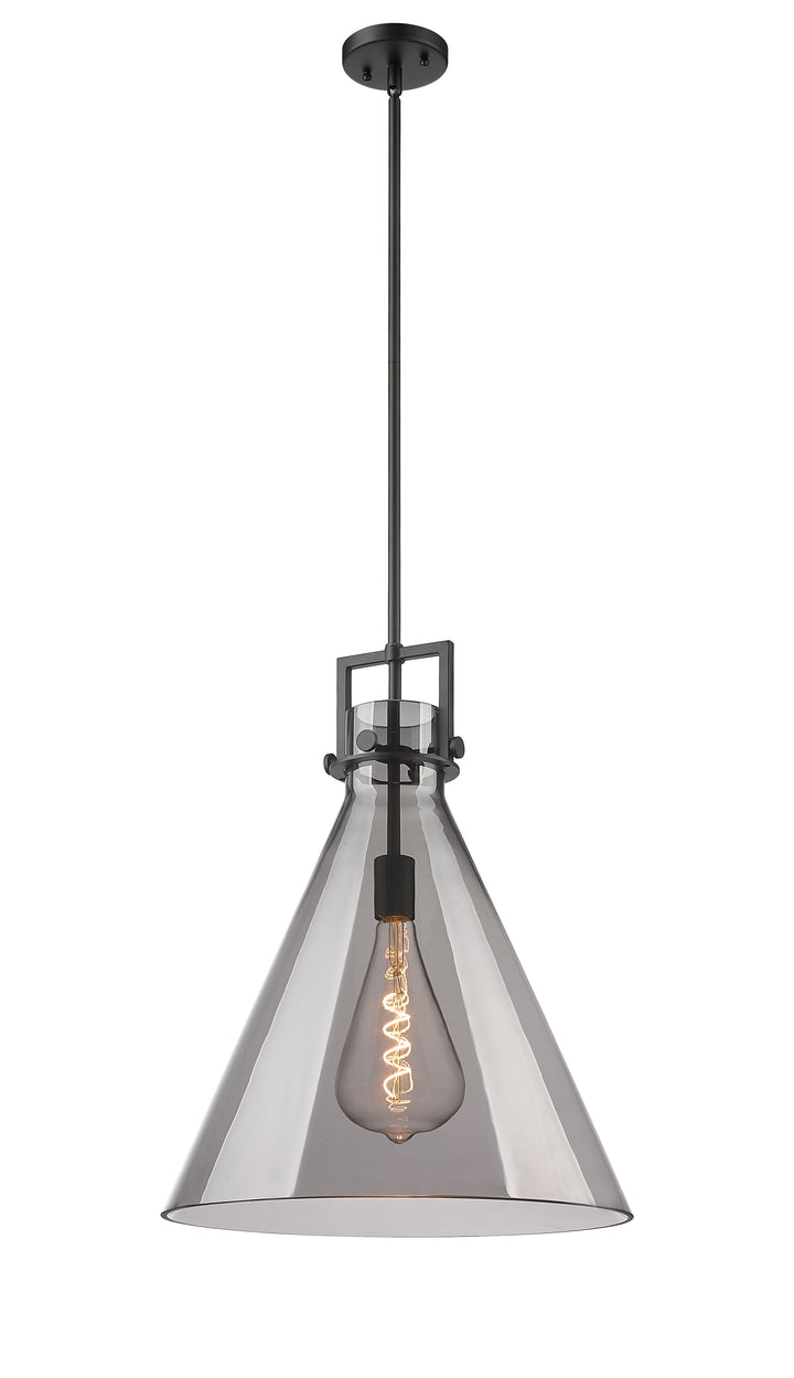 Innovations Lighting Newton Cone 18" Pendant - Matte Black Pendants Innovations Lighting Light Smoke ; Glass Type: Smoked  