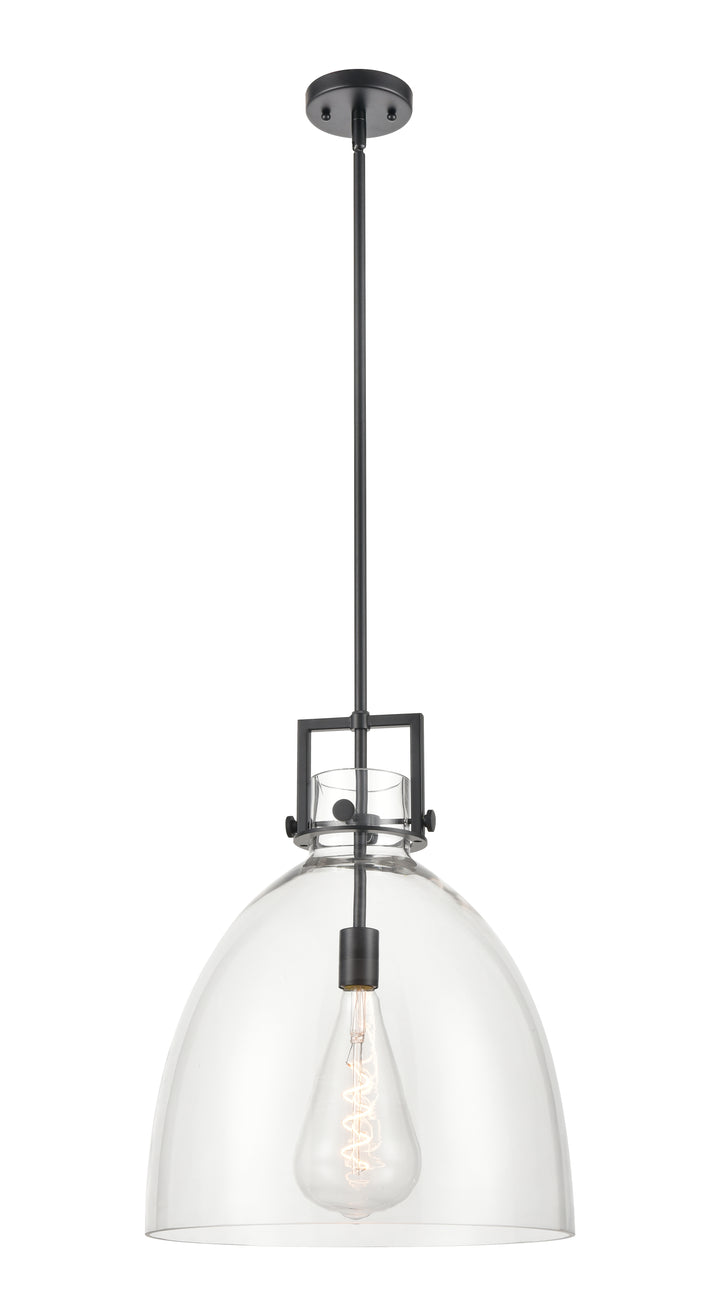 Innovations Lighting Newton Bell 16" Pendant - Matte Black Pendants Innovations Lighting Clear ; Glass Type: Clear  