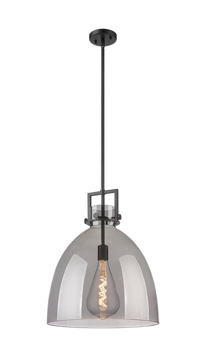 Innovations Lighting Newton Bell 16" Pendant - Matte Black Pendants Innovations Lighting Light Smoke ; Glass Type: Smoked  