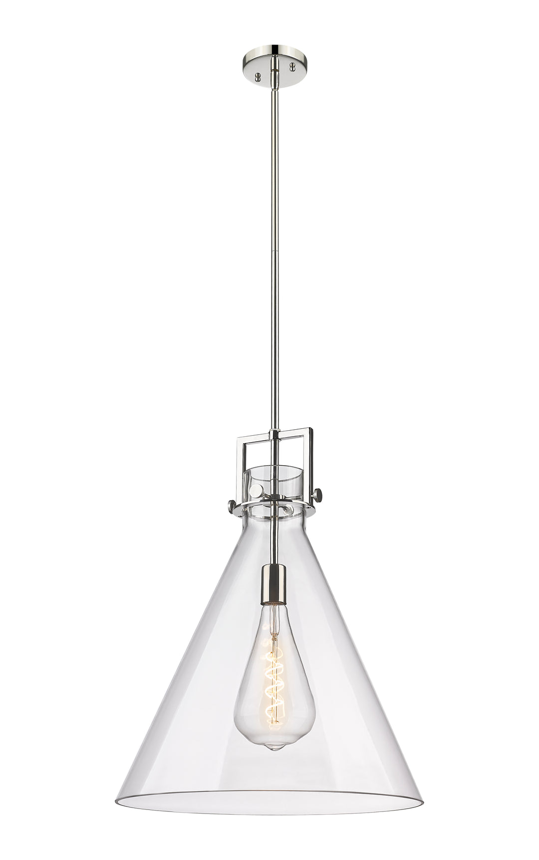 Innovations Lighting Newton Cone 18" Pendant - Polished Nickel Pendants Innovations Lighting Clear ; Glass Type: Transparent  