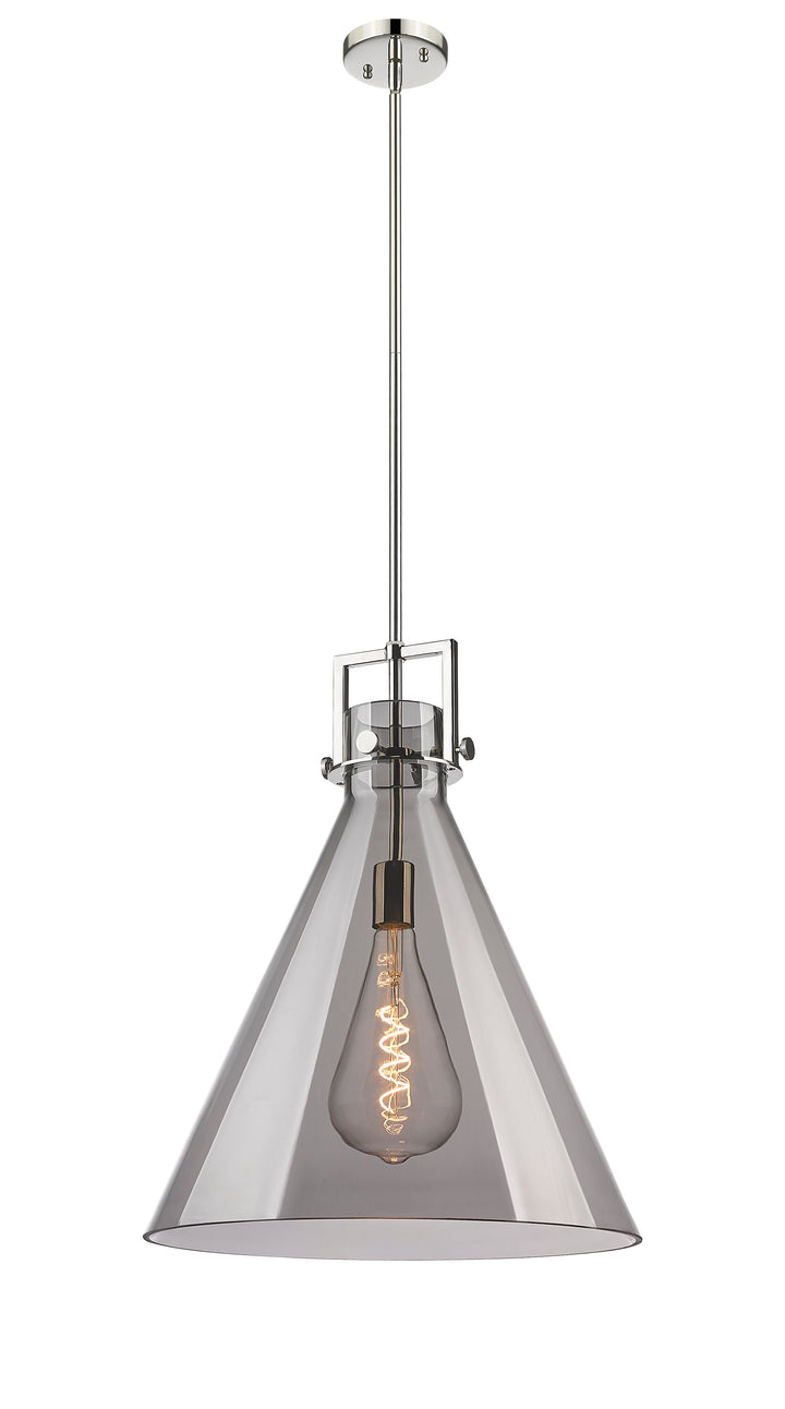 Innovations Lighting Newton Cone 18" Pendant - Polished Nickel Pendants Innovations Lighting Light Smoke ; Glass Type: Smoked  