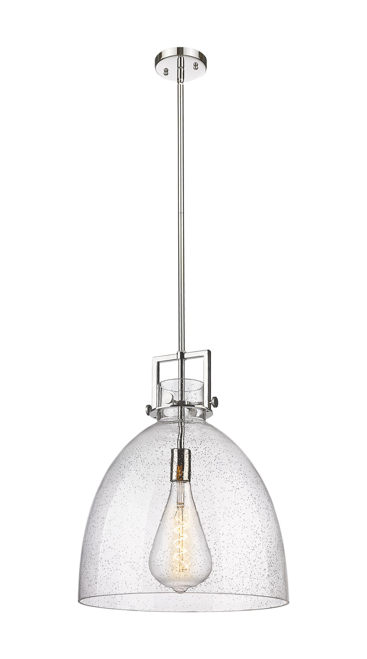 Innovations Lighting Newton Bell 16" Pendant - Polished Nickel Pendants Innovations Lighting Seedy ; Glass Type: Seeded  