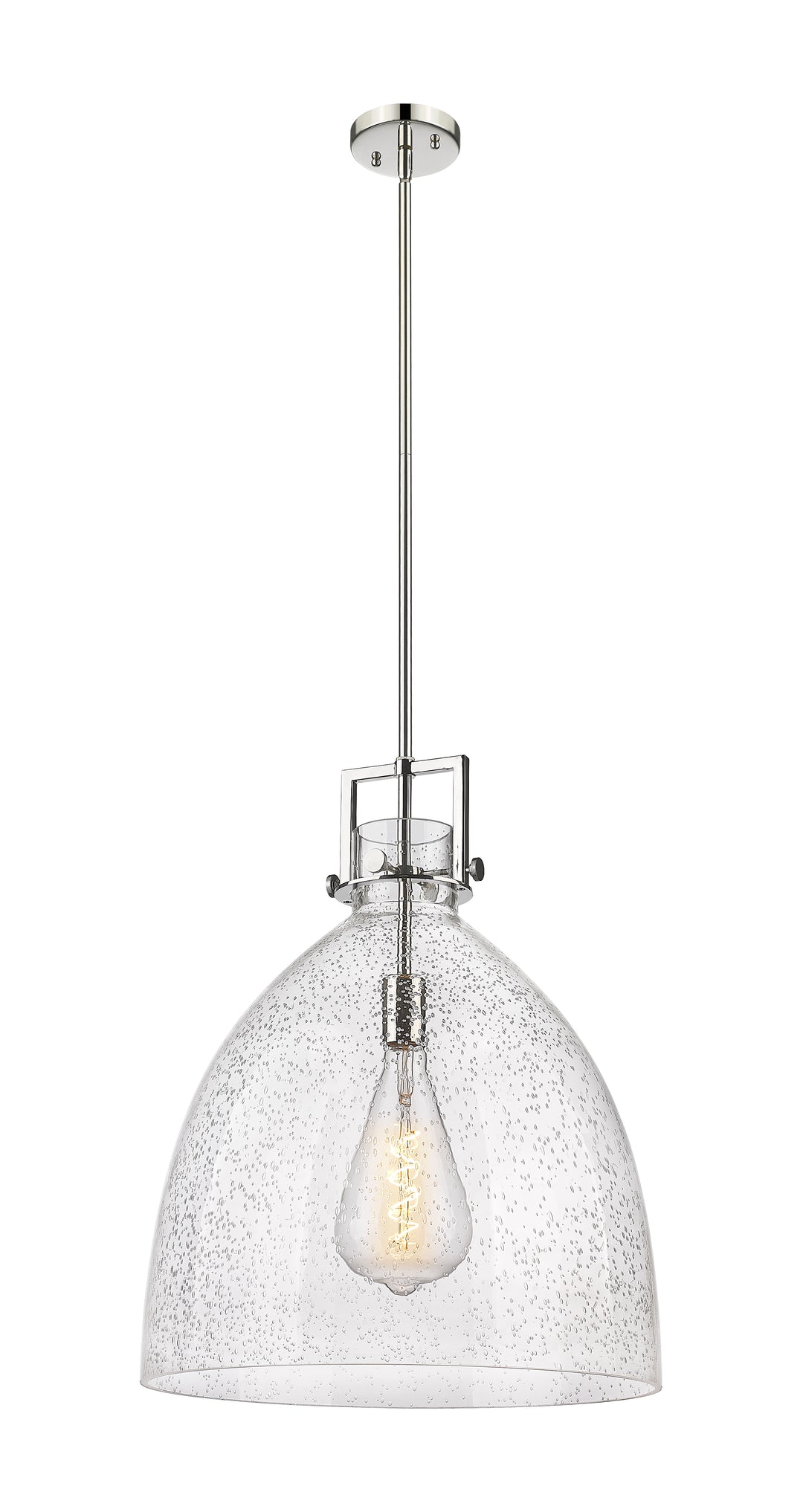 Innovations Lighting Newton Bell 18" Pendant - Polished Nickel Pendants Innovations Lighting Seedy ; Glass Type: Seeded  