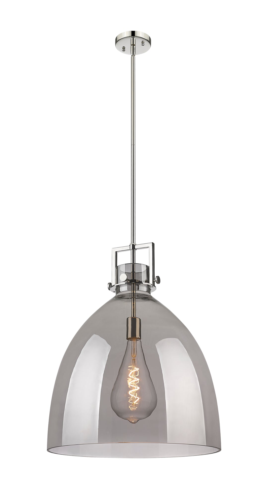 Innovations Lighting Newton Bell 18" Pendant - Polished Nickel Pendants Innovations Lighting Light Smoke ; Glass Type: Smoked  