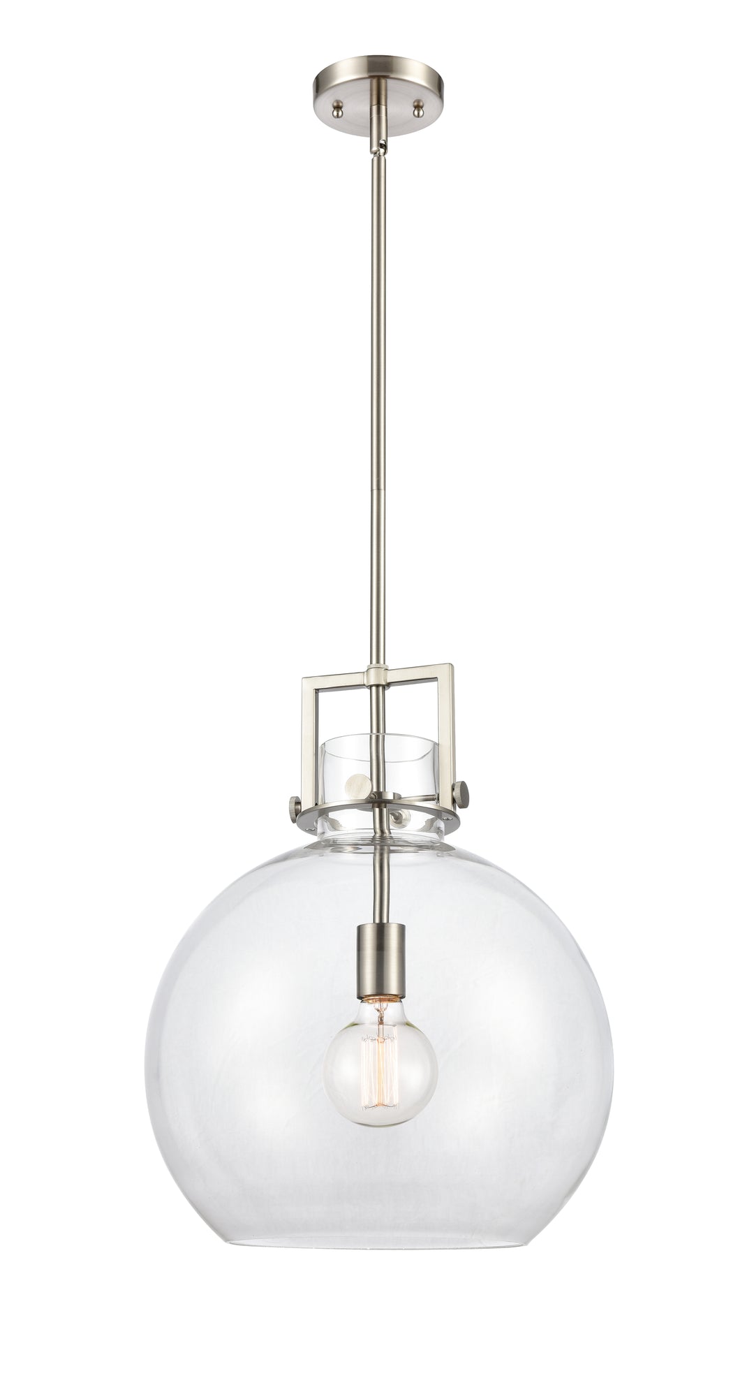 Innovations Lighting Newton Sphere 14" Pendant - Satin Nickel Pendants Innovations Lighting Clear ; Glass Type: Clear  