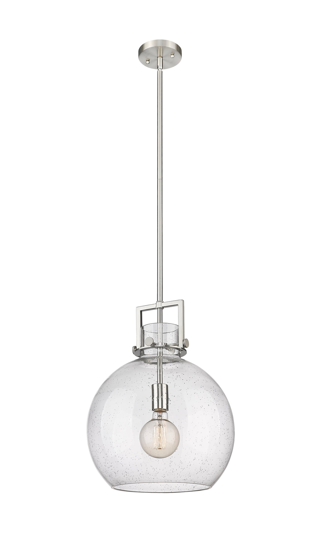 Innovations Lighting Newton Sphere 14" Pendant - Satin Nickel Pendants Innovations Lighting Seedy ; Glass Type: Seeded  