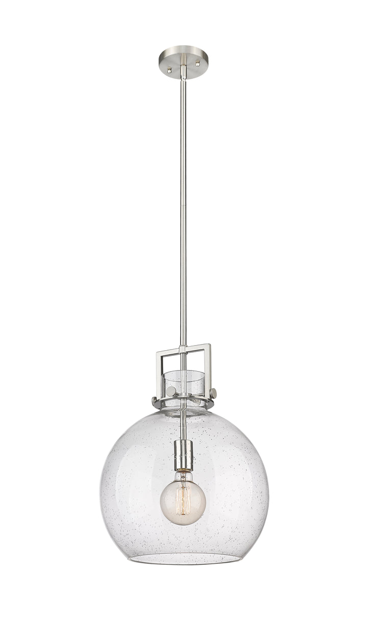 Innovations Lighting Newton Sphere 14" Pendant - Satin Nickel Pendants Innovations Lighting Seedy ; Glass Type: Seeded  