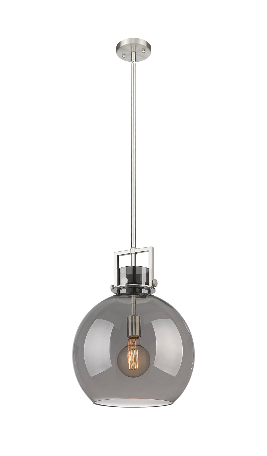 Innovations Lighting Newton Sphere 14" Pendant - Satin Nickel Pendants Innovations Lighting Light Smoke ; Glass Type: Smoked  