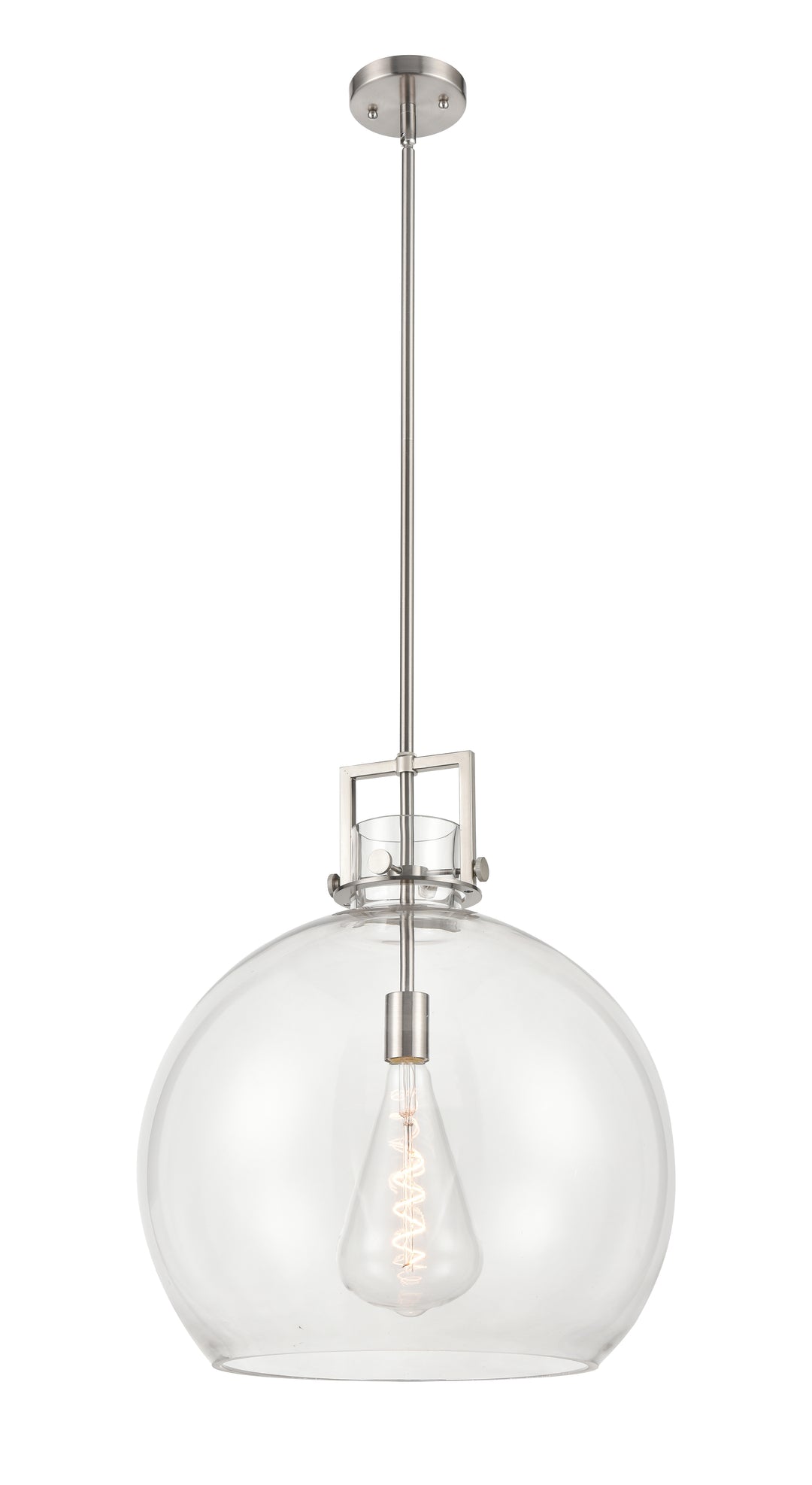 Innovations Lighting Newton Sphere 18" Pendant - Satin Nickel Pendants Innovations Lighting Clear ; Glass Type: Clear  