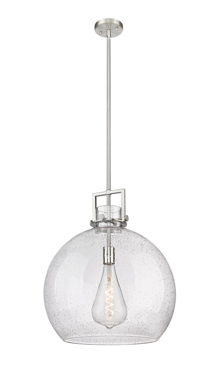 Innovations Lighting Newton Sphere 18" Pendant - Satin Nickel Pendants Innovations Lighting Seedy ; Glass Type: Seeded  