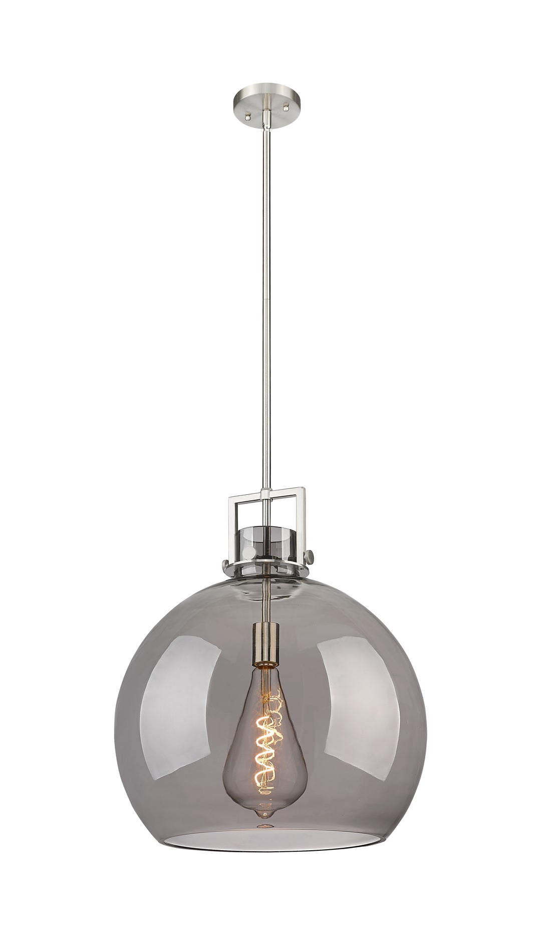 Innovations Lighting Newton Sphere 18" Pendant - Satin Nickel Pendants Innovations Lighting Light Smoke ; Glass Type: Smoked  