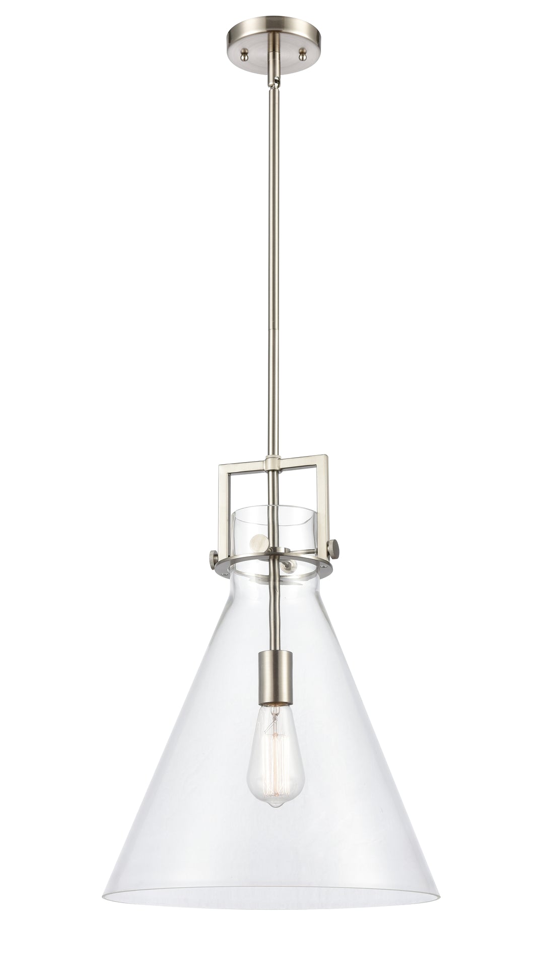 Innovations Lighting Newton Cone 14" Pendant - Satin Nickel Pendants Innovations Lighting Clear ; Glass Type: Clear  